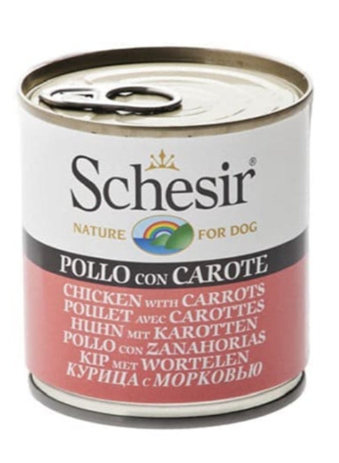 Schesir Nature for Dog 🐾 – Chicken Fillets with Carrots – 100% Natural Ingredients – 150 g Can ✨